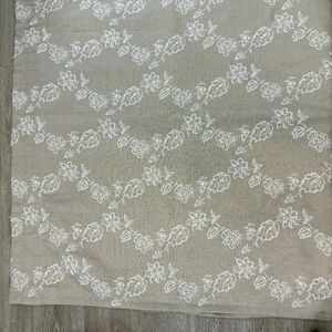 Linen Floral Embroidered Rod Pocket Heavy weight Curtain - 52 in. W x 84 in. L